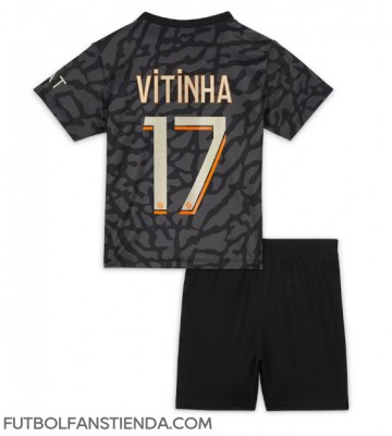 Paris Saint-Germain Vitinha Ferreira #17 Tercera Equipación Niños 2023-24 Manga Corta (+ Pantalones cortos)